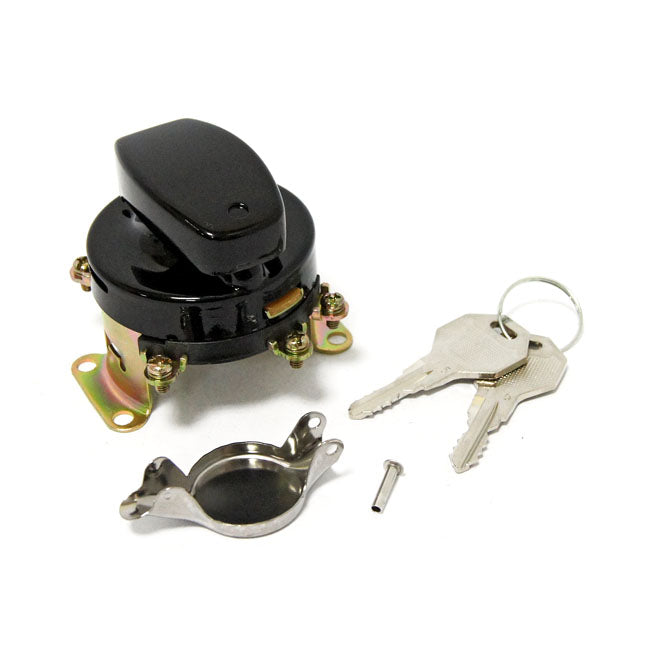 FL Style Ignition Switch. 6-pole, Flat Key, Black