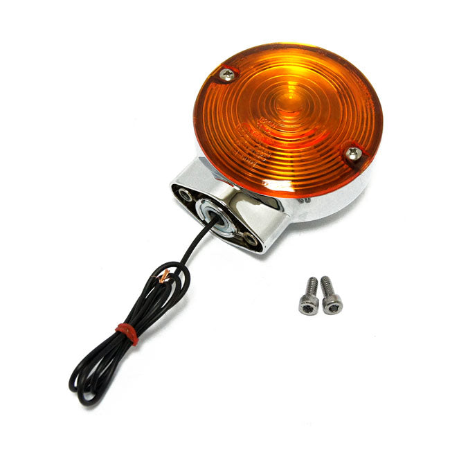 Turn Signal Assembly. Rear. Amber Lens. Chrome