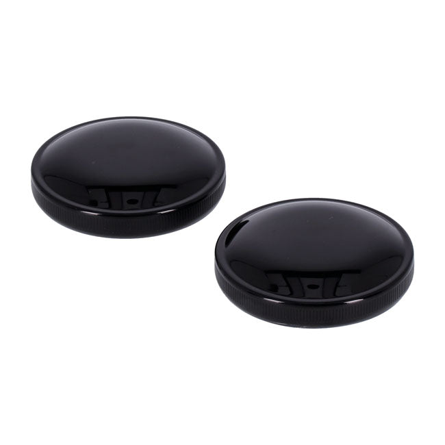 Gas Cap Set, Late Style. Gloss Black