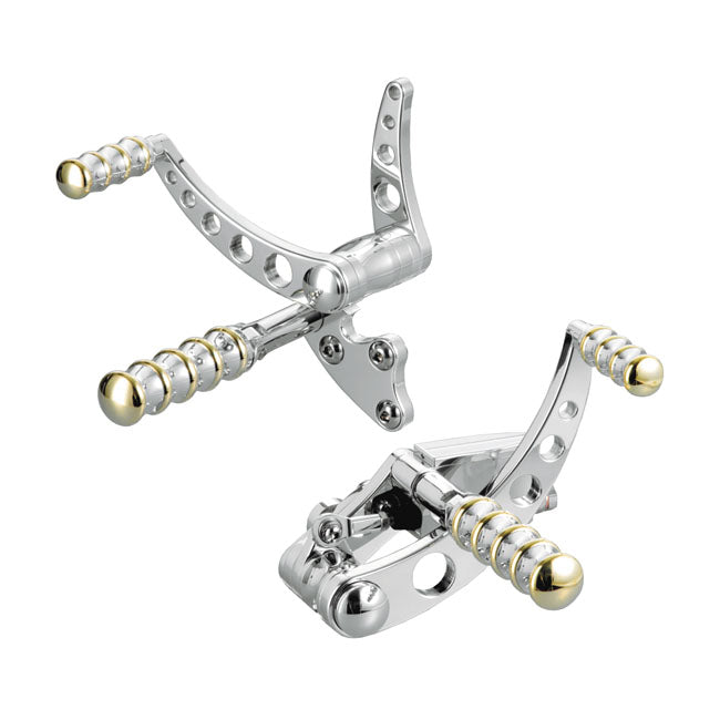 Kustom Tech Vintage Style forward controls. Polished & brass - Kustom Tech motorcycle part