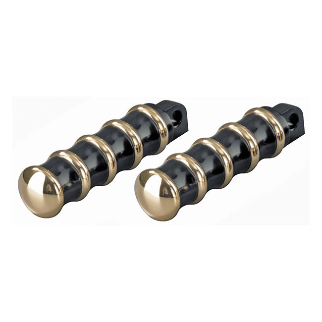 Kustom Tech Vintage rider foot pegs. Black & Brass - Kustom Tech motorcycle part