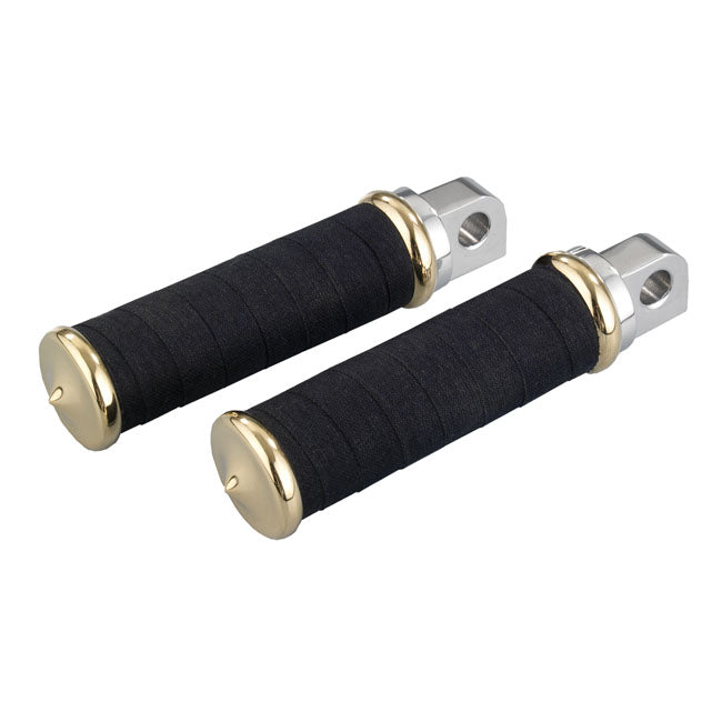 Kustom Tech Fabric Tape rider foot pegs. Polished & Brass - Kustom Tech motorcycle part