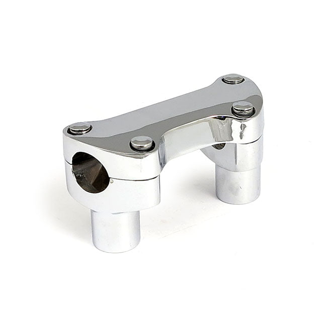 2" Rise Handlebar Riser Set + Top Clamp with Lip. Chrome