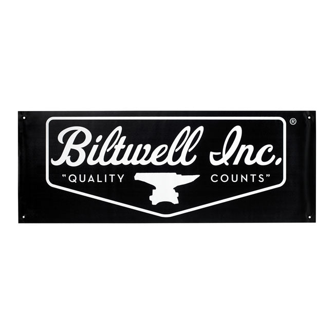 Biltwell Shield logo shop banner black/white from Biltwell at Pedro’s Parts