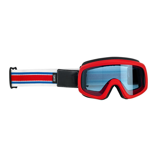 Biltwell Overland 2.0 Racer goggle R/W/B from Biltwell at Pedro’s Parts