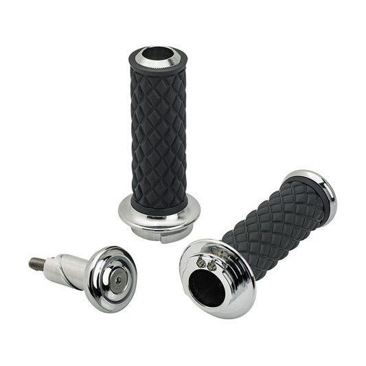 Biltwell Alumicore grips. Chrome from Biltwell at Pedro’s Parts