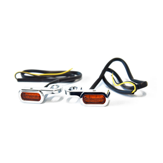 Fastline, Below Bar LED Turn Signal Set. Chrome