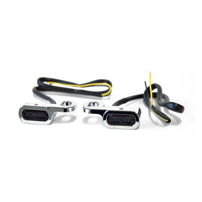 Fastline, Below Bar LED Turn Signal Set. Chrome