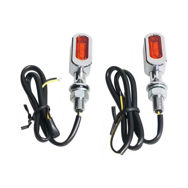 Fastline, LED Turn Signal Set. Chrome, Amber Lens