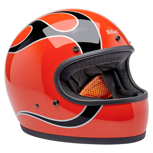 Biltwell Gringo Helmet Comp Orange Flames - Helmets Full Face at Pedro’s Parts