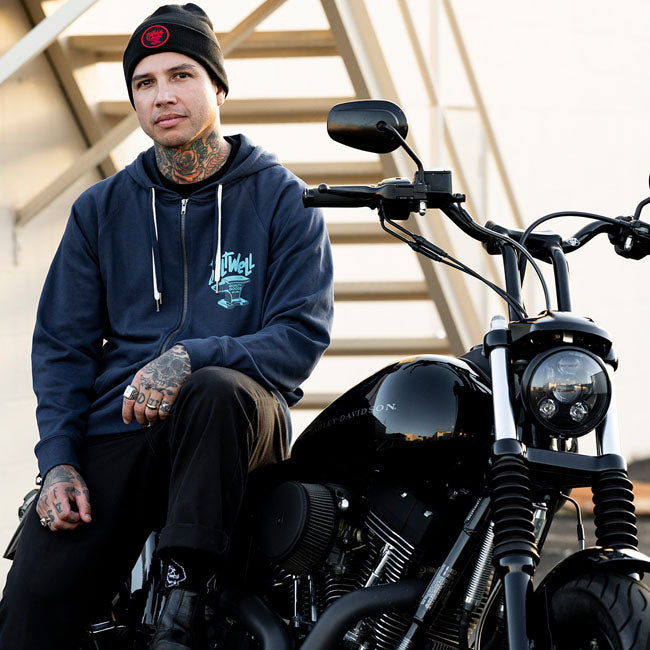 Biltwell Anvil zip Hoodie blue from Biltwell at Pedro’s Parts