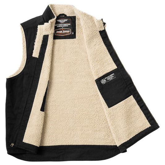 WCC Sherpa Lined Canvas Workvest Black