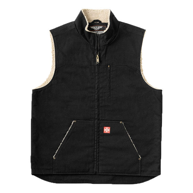 WCC Sherpa Lined Canvas Workvest Black