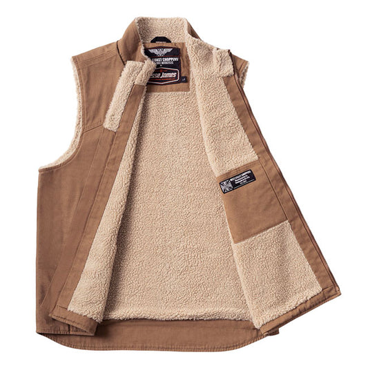 WCC Sherpa Lined Canvas Workvest Brown