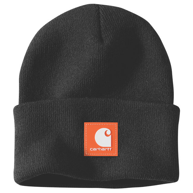Carhartt Rubber Patch Watch Cap Beanie black/Worksite Orange