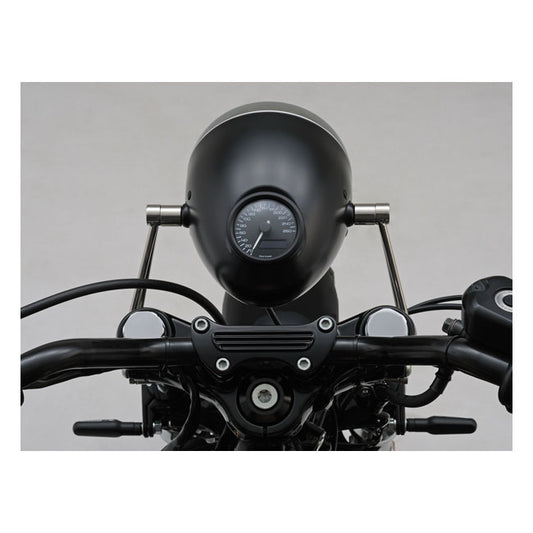 Daytona, Vintage 5-3/4" Headlamp. Black with Chrome Ring