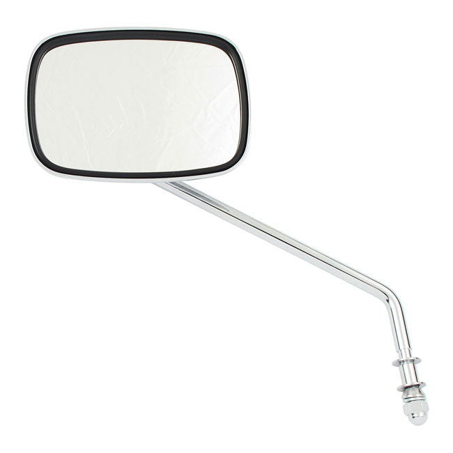 Late OEM Style Mirror, Long Stem, Left Side. Chrome