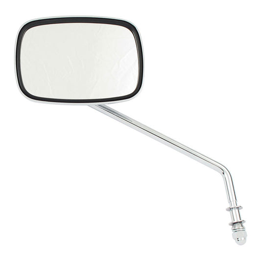 Late OEM Style Mirror, Long Stem, Left Side. Chrome