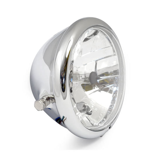 Bates Style 5-3/4" H4 Headlamp. Side Mount. Chrome