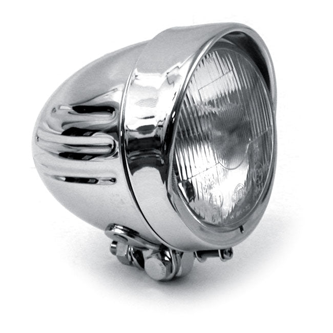 Bullet 4-1/2" Duplo Headlamp. Ribbed. Visor. Chrome
