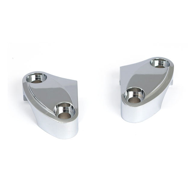 Handlebar Top Clamp Set. Chrome, Scalloped