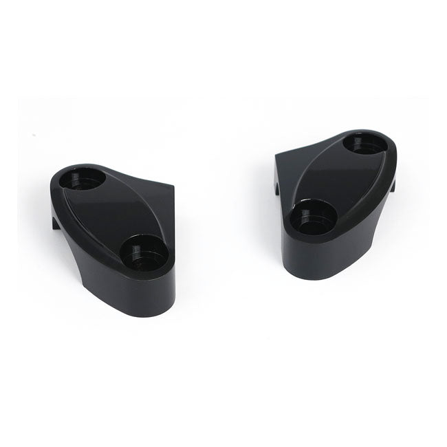 Handlebar Top Clamp Set. Black, Scalloped