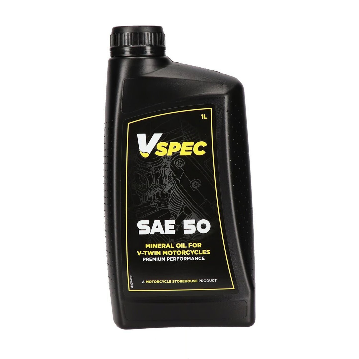 Vspec, SAE 50 (Mineral) motor oil. 1 liter bottle.