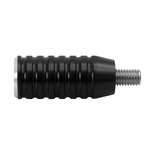 Motone, Shifter End Peg Ribbed. Black Anodized