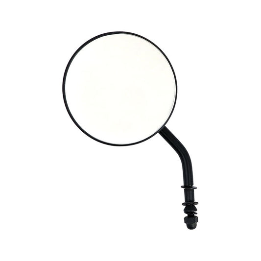 Steel 4" Round Mirror. Black, Short Stem