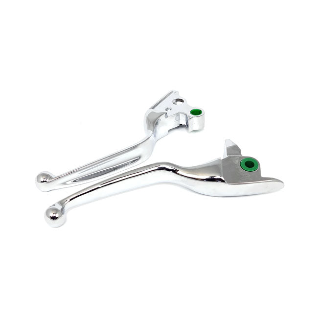 Handlebar Lever Kit Wide Blade, Grooved. Chrome
