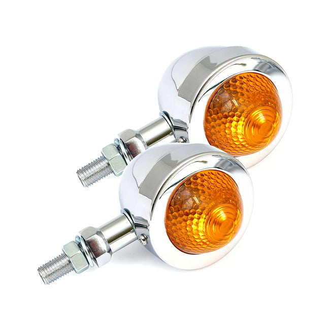 Bullet Turn Signals, Pointed Lens. Chrome