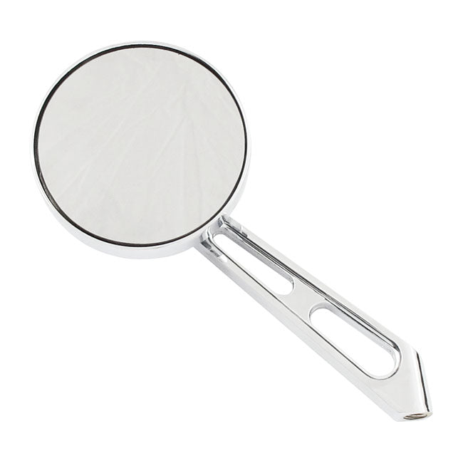 Mini-Round Aluminium Mirror. Chrome, Short Stem, L&r