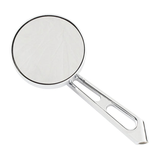 Mini-Round Aluminium Mirror. Chrome, Short Stem, L&r