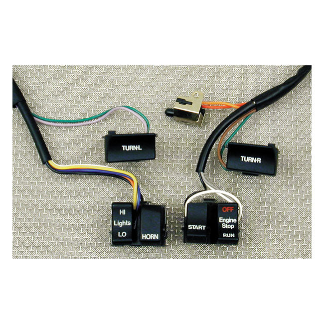 Handlebar Wire & Switch Kit. Black Switches