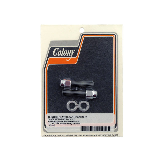 Colony, Headlamp Visor Mount Bolt Kit. Chrome Cap