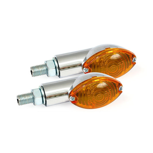 Cateye Mini Turn Signals 20mm Stem, Chrome with Amber Lens