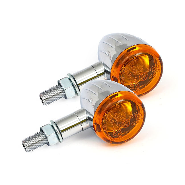 Mini Bullet, Halogen Turn Signals. Chrome, Grooved