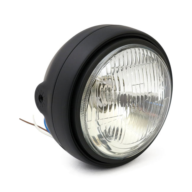 Roadster 5-3/4" H4 Headlamp. Side Mount. Black