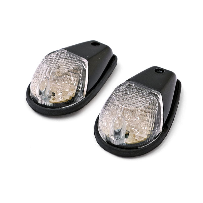 Natron, LED Fairing Turn Signals. Black. Clear Lens