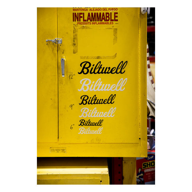 Biltwell Script sticker black 12" from Biltwell at Pedro’s Parts