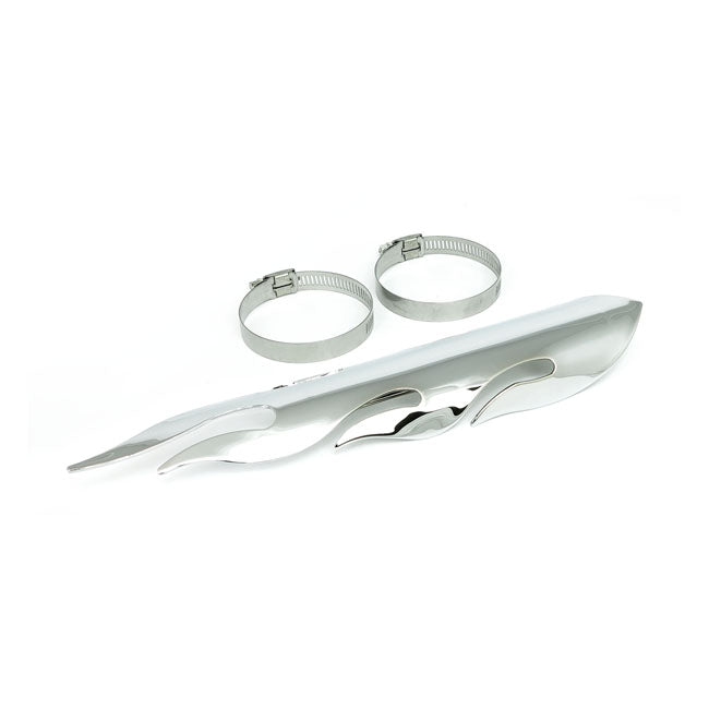 Flamed Heat Shield Set 12" Long Chrome