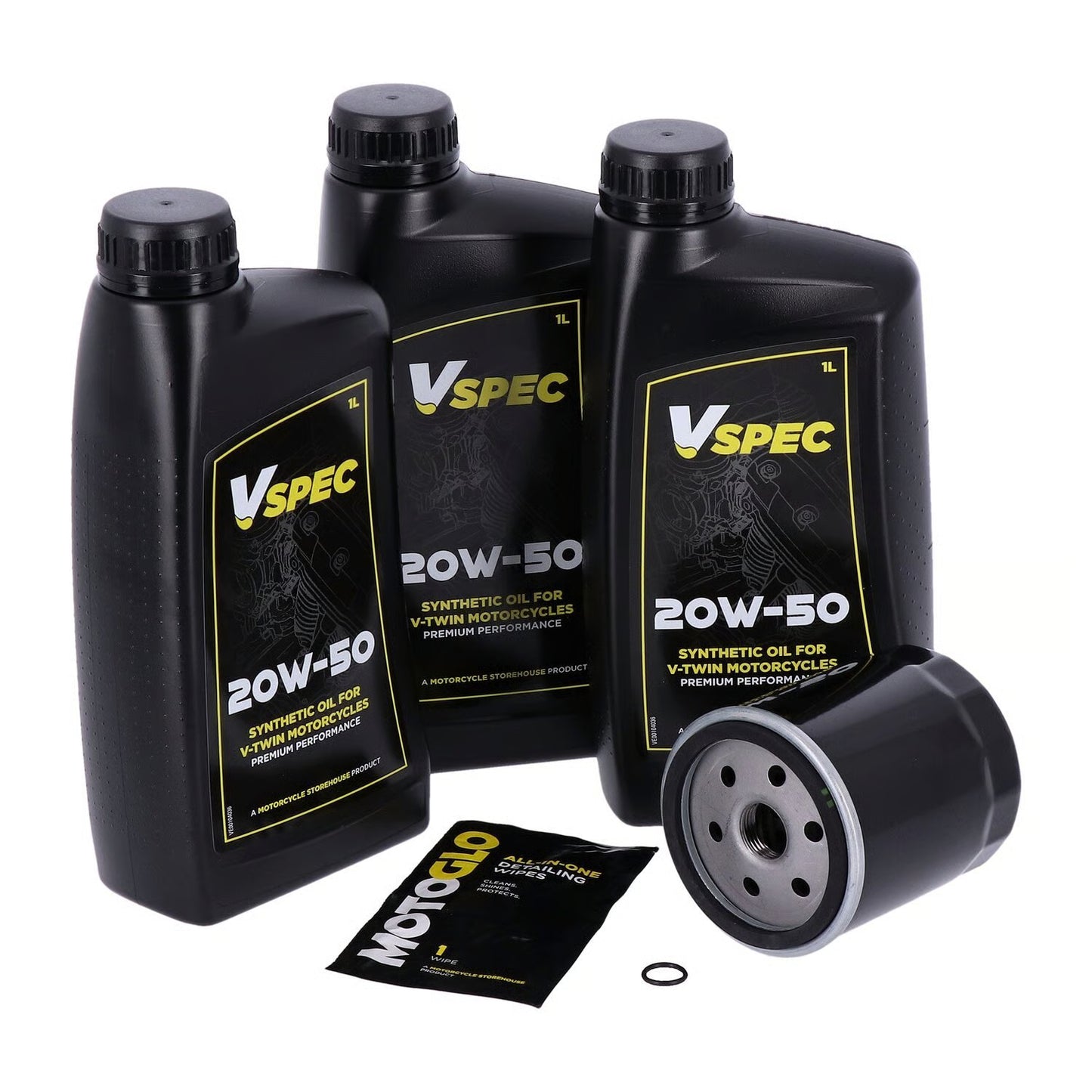 MCS, engine oil service kit. 20W50 Synthetic - Black Filter