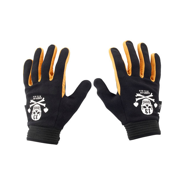 Lucky 13 Pirate Skull gloves black /yellow