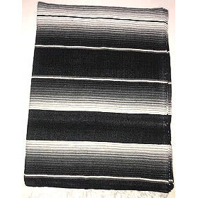 Large Two Color Sarape/Saltillo Blanket - Black/Grey