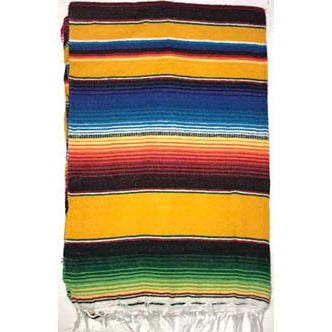 Large Sarape/Saltillo Mexican Blanket - yellow