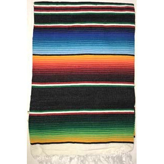 Large Sarape/Saltillo Mexican Blanket - Black