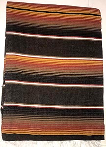Large Two Color Sarape/Saltillo Blanket - Dark Brown/Rust