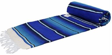 Large Two Color Sarape/Saltillo Blanket - Royal Blue
