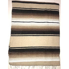 Large Two Color Sarape/Saltillo Blanket - Tan/Brown
