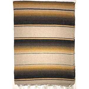 Large Two Color Sarape/Saltillo Blanket - Tan/Brown/Gold